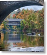 Fall Colors Over Henniker Covered Bridge Metal Print