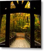 Fall's Stained Glass Metal Print