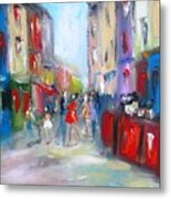 Painting Of A Family On Quay Street Galway City Ireland Metal Print