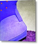 Fancy Blue Armchair On Purple Carpet Metal Print