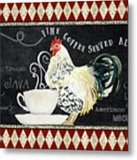 Farm Fresh Rooster 5 - Coffee Served Chalkboard Cappuccino Cafe Latte Metal Print