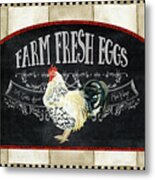 Farm Fresh Roosters 1 - Fresh Eggs Typography Metal Print