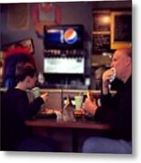 Father And Son Burger Time Metal Print