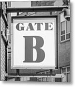 Fenway Park Gate B Sign Black And White Photo Metal Print
