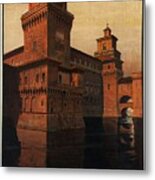 Ferrara Italy Castle - Vintage Travel Poster Metal Print