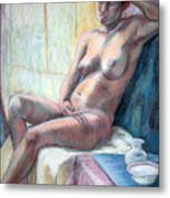 Figure With Dishes Metal Print