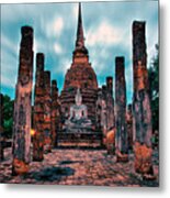 Finding Happiness In Sukhothai, Thailand Metal Print