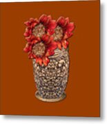 Fire Brick Flora Vase Metal Print