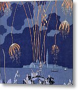 Fireworks In Venice Metal Print