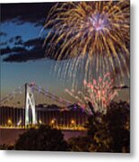 Fireworks Over The Mid - Hudson Bridge Metal Print