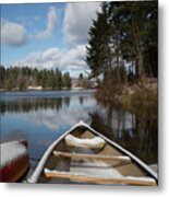 First Snow On Vermont Pond Metal Print