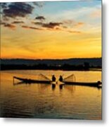 Fisherman On Their Boat Metal Print