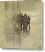 Fishermen In Oilskins, Cullercoats, England, 1881 Metal Print