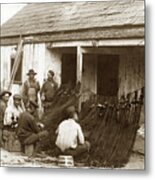 Fishermen Repairing Nets Santa Cruz Circa 1907 Metal Print