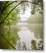 Fishing In The Fog Metal Print