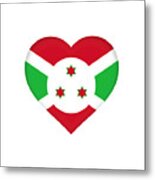 Flag Of Burundi Heart Metal Print
