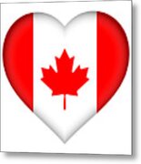 Flag Of Canada Heart Metal Print