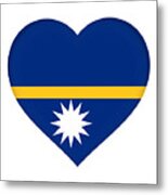 Flag Of Nauru Heart Metal Print