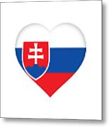 Flag Of Slovakia Heart Metal Print