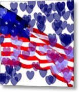 Flag With Hearts Metal Print