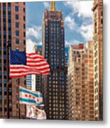 Flags Over Chicago Metal Print