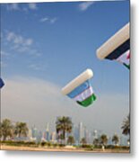 Flags Over Doha Metal Print