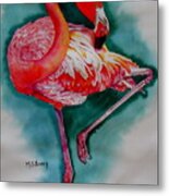 Flamingo Ballerina Metal Print