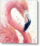 Flamingo - Facing Right Metal Print
