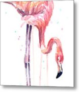 Flamingo Painting Watercolor Metal Print