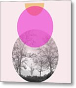 Flare in Pink and Yellow- Art by Linda Woods Metal Print