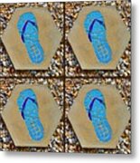 Flip Flop Square Collage Metal Print