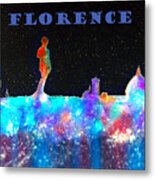 Florence Italy Skyline - Blue Banner Metal Print