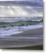 Florida Treasure Coast Beach Storm Waves Metal Print