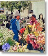 Flower Market - Cuenca - Ecuador Metal Print