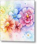Flower Power Watercolor Metal Print