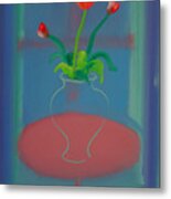 Flowers In A Bay Window Metal Print