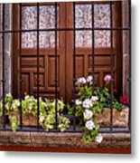 Flowers In Window Box San Miguel De Allende Metal Print