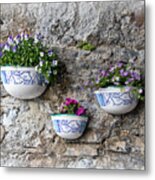 Flowers On An Old Stone Wall Metal Print