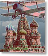Fly To Moscow, Vintage Travel Poster Metal Print