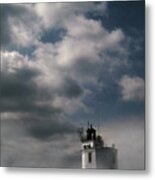 Fog On Smith Point Lighthouse Metal Print