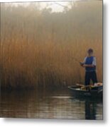 Foggy Fishing Metal Print