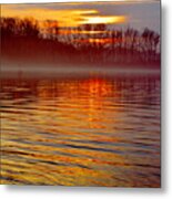 Foggy Sunrise At The Delaware River Metal Print