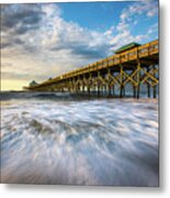 Folly Beach Sc Pier Charleston South Carolina Seascape Metal Print