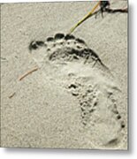 Footprint In The Sand  - South Beach Miami Metal Print