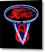 Ford V8 Neon Sign Metal Print