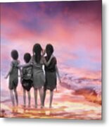 Four Little Friends Metal Print