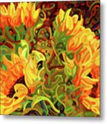 Four Sunflowers Metal Print