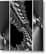 Fractal Art Triptych 1113 Bw Metal Print