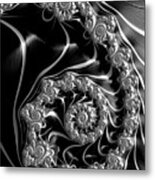 Fractal Steampunk Spiral Black And White Metal Print