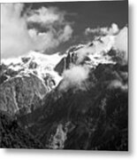 Franz Josef Glacier Valley New Zealand Bw Metal Print